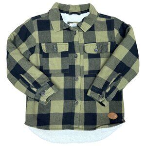 Outdoor Kids Shacket Olive Flannel Sherpa-Lined- Size Medium‎
